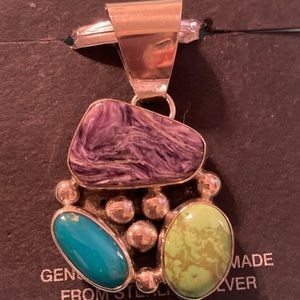 NATIVE AMERICAN STERLING &TURQUOISE PENDENT